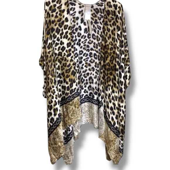 Chico's Wrap NWT Women's Size One Size Leopard Fusion Ruana Poncho Animal Print - Picture 2 of 6